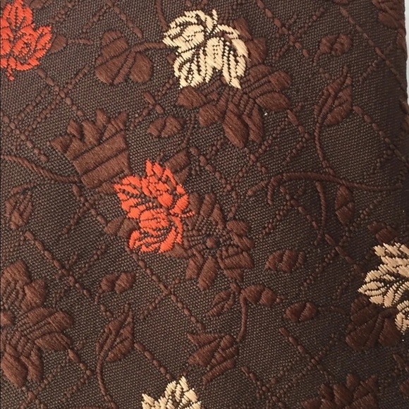 Vintage Oleg Cassini Brown Men Neck Tie Floral As Is - Picture 9 of 11